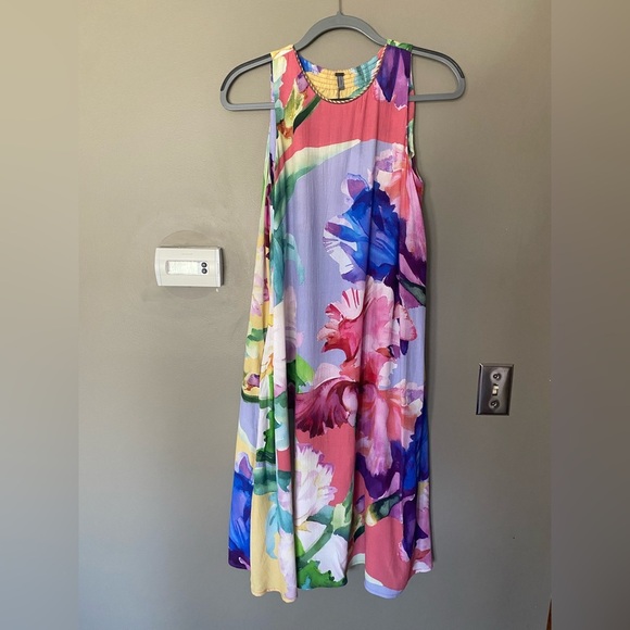 BL^NK LONDON X ANTHRO Ashleigh Trapeze Watercolor Floral Midi Dress Size XS - Picture 5 of 12